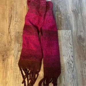 Burgundy Long Fringe Scarf